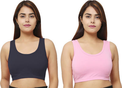 Mukbari Women Sports Non Padded Bra(Blue, Pink)