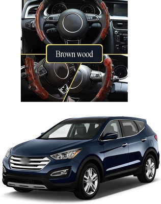 PRTEK Hand Stiched Steering Cover For Hyundai SantaFe(Wooden, Tarpaulin, Plastic)