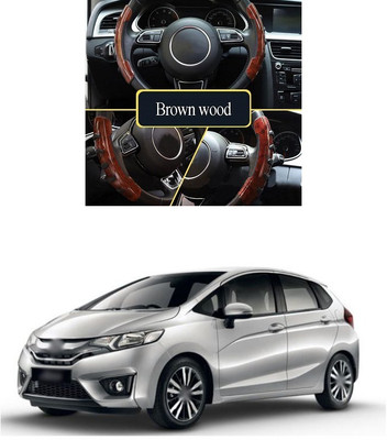 PRTEK Hand Stiched Steering Cover For Honda Jazz(Wooden, Tarpaulin, Plastic)