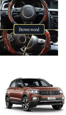 PRTEK Hand Stiched Steering Cover For Volkswagen Jetta(Wooden, Tarpaulin, Plastic)