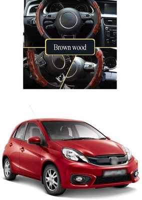 PRTEK Hand Stiched Steering Cover For Honda Brio(Wooden, Tarpaulin, Plastic)