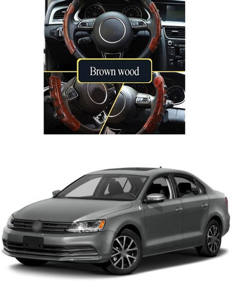 PRTEK Hand Stiched Steering Cover For Volkswagen Jetta(Wooden, Tarpaulin, Plastic)