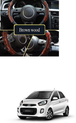 PRTEK Hand Stiched Steering Cover For Universal For Car Universal For Car(Wooden, Tarpaulin, Plastic)