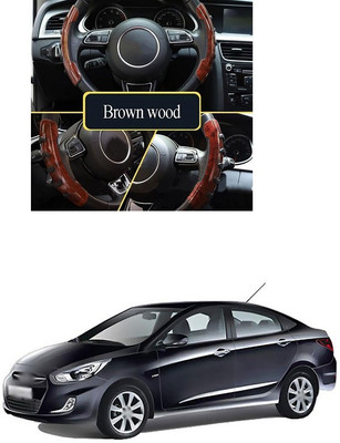 PRTEK Hand Stiched Steering Cover For Hyundai Verna Fluidic(Wooden, Tarpaulin, Plastic)