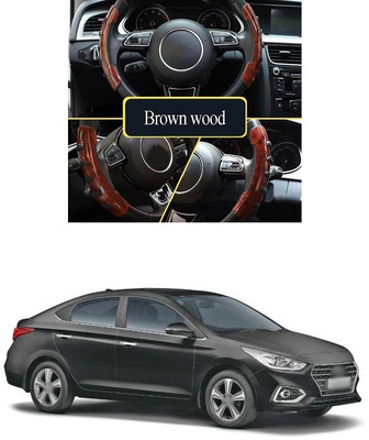 PRTEK Hand Stiched Steering Cover For Hyundai Verna(Wooden, Tarpaulin, Plastic)