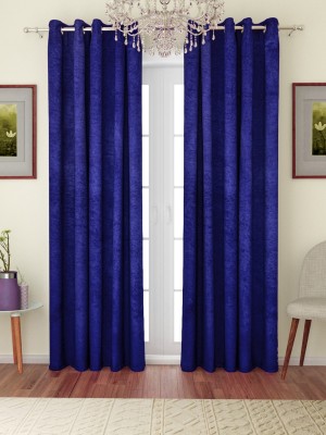 ROMEE 213 cm (7 ft) Velvet Room Darkening Door Curtain (Pack Of 2)(Solid, Royal Blue)