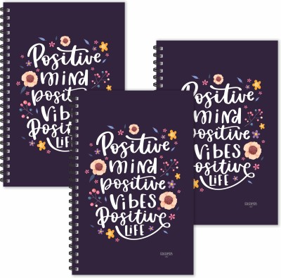 ESCAPER Positive Mind | Vibes | Life (Ruled - A5 Size - SUPER SAVER Pack of 3 Diaries) Designer Motivational Diaries | Quotes on Diaries A5 Diary Ruled 160 Pages(Multicolor, Pack of 3)