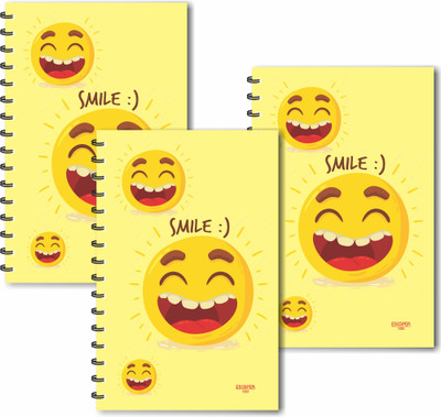 ESCAPER Smilies Yellow Base Designer Diaries (Ruled - A5 Size - SUPER SAVER Pack of 3 Diaries) | Notepad A5 Diary Ruled 160 Pages(Multicolor, Pack of 3)