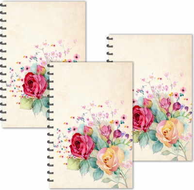 ESCAPER Red Roses Yellow Roses (Ruled - A5 Size - SUPER SAVER Pack of 3 Diaries) Designer Diaries A5 Diary Ruled 160 Pages(Multicolor, Pack of 3)