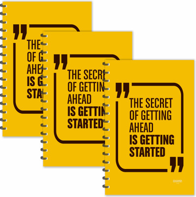 ESCAPER The Secret of Getting Ahead is Getting Started Motivational Quotes Diaries (Ruled - A5 Size - SUPER SAVER Pack of 3 Diaries) A5 Diary Ruled 160 Pages(Yellow, Pack of 3)