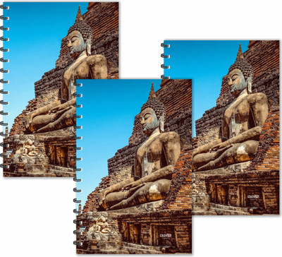 ESCAPER Buddha on Mountains Diaries (Ruled - A5 Size - SUPER SAVER Pack of 3 Diaries) | Buddha Diaries | Devotional Diaries A5 Diary Ruled 160 Pages(brown,blue, Pack of 3)