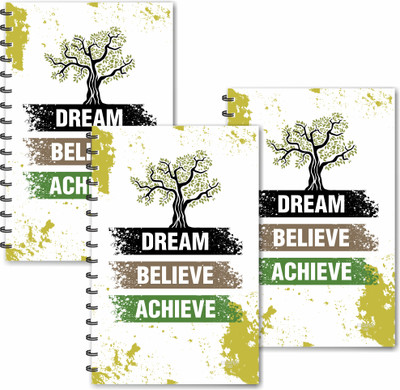 ESCAPER Dream Believe Achieve Tree Theme Designer Diaries (Ruled - A5 Size - SUPER SAVER Pack of 3 Diaries) | Notepad A5 Diary Ruled 160 Pages(Multicolor, Pack of 3)