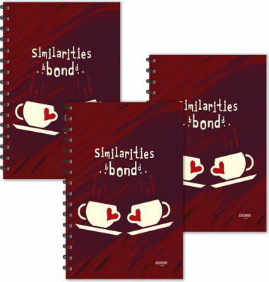 ESCAPER Similarities Bond Diaries (Ruled - A5 Size - SUPER SAVER Pack of 3 Diaries) | Friendship Diaries A5 Diary Ruled 160 Pages(Red, Pack of 3)