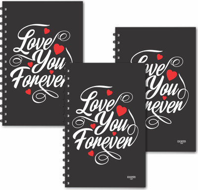 ESCAPER Love you Forever Designer Diaries (Ruled - A5 Size - SUPER SAVER Pack of 3 Diaries) | Notepad A5 Diary Ruled 160 Pages(Black, Pack of 3)