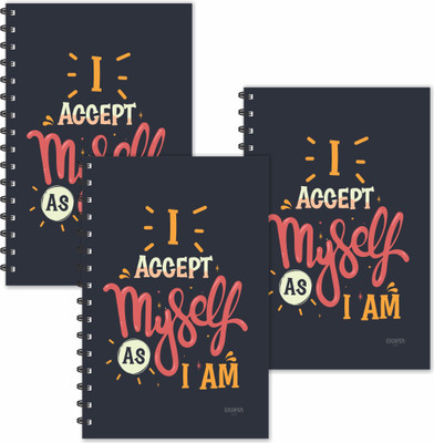 ESCAPER I accept myself As I am Motivational Quotes Diaries (Ruled - A5 Size - SUPER SAVER Pack of 3 Diaries), Inspirational Diaries A5 Diary Ruled 160 Pages(Multicolor, Pack of 3)