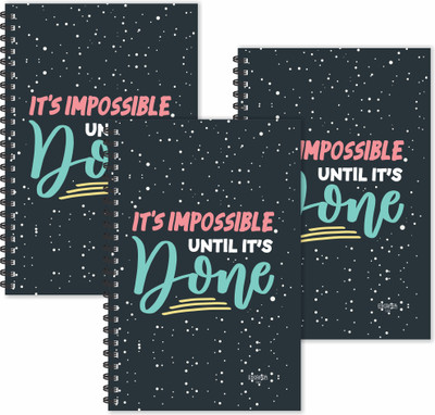 ESCAPER Impossible unitil its Done (Ruled - A5 Size - SUPER SAVER Pack of 3 Diaries) Designer Motivational Diaries | Motivational Quotes Diaries A5 Diary Ruled 160 Pages(Multicolor, Pack of 3)