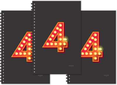 ESCAPER Number 4 - Numeric Diaries (Ruled - A5 Size - SUPER SAVER Pack of 3 Diaries) | Letter 4 Diaries | Numbers Diaries | Numeric Letters Diaries A5 Diary Ruled 160 Pages(Black, Pack of 3)