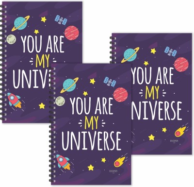 ESCAPER You are my Universe (Ruled - A5 Size - SUPER SAVER Pack of 3 Diaries) Designer Diaries | Gift Diaries | Couple Diaries | Love Quotes Diaries A5 Diary Ruled 160 Pages(Multicolor, Pack of 3)
