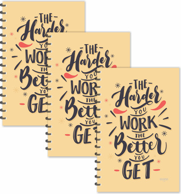 ESCAPER The Harder you Work the better you Get Motivational Quotes Diaries (Ruled - A5 Size - SUPER SAVER Pack of 3 Diaries) A5 Diary Ruled 160 Pages(Multicolor, Pack of 3)