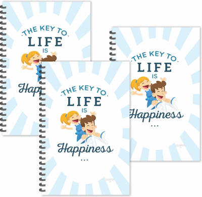 ESCAPER The Key of Life is Happiness (Ruled - A5 Size - SUPER SAVER Pack of 3 Diaries) Designer Motivational Diaries | Life Quotes Diaries A5 Diary Ruled 160 Pages(Multicolor, Pack of 3)