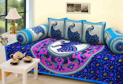 Heart Home Cotton Floral Diwan Set(Multicolor)