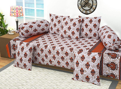Heart Home Cotton Floral Diwan Set(Multicolor)