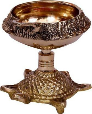 RUDRANSH PURE BRASS TABLE TORTOISE DIYA PACK OF 1 HEIGHT 3 INCH Brass Table Diya(Height: 3 inch)