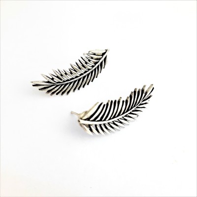 Yash Jewels Emporium Silver-Plated Leaf Stud Earrings Brass Stud Earring