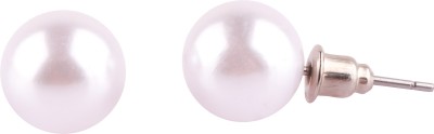 Matrashakti Stylish White Round Pearl Tops for Girls & Boys Metal Stud Earring