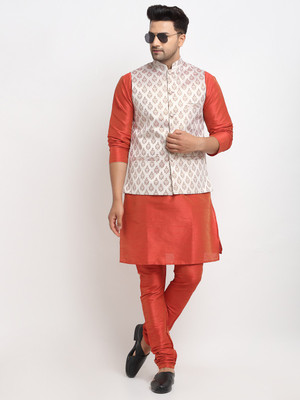 kaifoo Men Kurta Churidar Ethnic Jacket Set