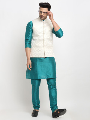 kaifoo Men Kurta Churidar Ethnic Jacket Set
