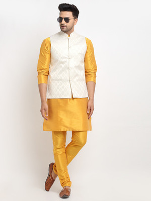 kaifoo Men Kurta Churidar Ethnic Jacket Set