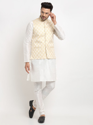 kaifoo Men Kurta Churidar Ethnic Jacket Set