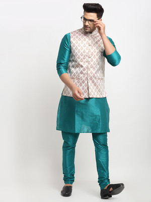 kaifoo Men Kurta Churidar Ethnic Jacket Set