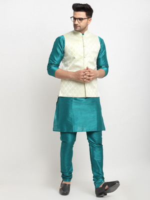 kaifoo Men Kurta Churidar Ethnic Jacket Set