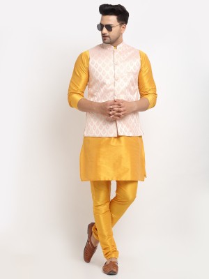 kaifoo Men Kurta Churidar Ethnic Jacket Set