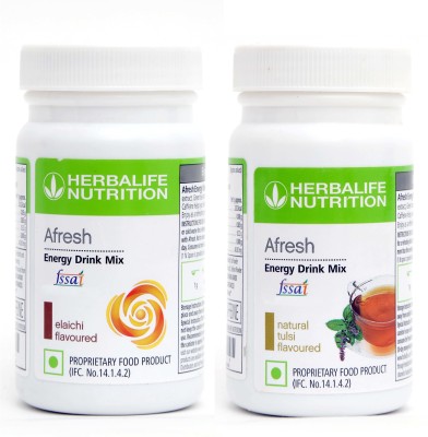 HERBALIFE Afresh Energy Drink Mix - Elaichi & Tulsi Flavor Combo Pack Of 2 PCS With Green Tea Extracts For Fat Loss Combo(100 Gram)