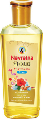 Navratna Gold Ayurvedic Cool Oil|Non Sticky & Non Greasy|With Almonds Hair Oil  (500 Ml) For Rs. 175 @ 61 %