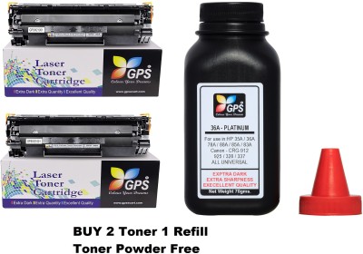 GPS Colour Your Dreams Gps 88A / CC388X Toner Cartridge for HP Laser Printers P1007, P1106, P1108, P1008, M1213nf MFP, M1136 MFP, M126nw MFP, M1218nfs, M128fw MFP, M128fn MFP, M226DW Toner Pack Of 2 Pcs And 1 Refill Platinum Bottle 70Gms. Black Ink Toner