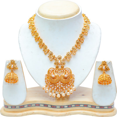 Swarajshop Alloy Gold-plated White Jewellery Set(Pack of 1)