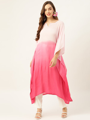 maaesa Geometric Print Crepe Women Kaftan