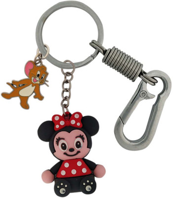 SHOKY LOOKS Multicolor High Quality Rubber Smiling Mini Mouse with Locking Lock and Jerry Mouse Key Chain