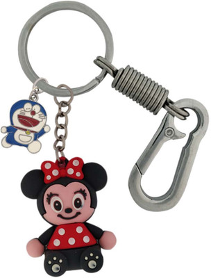 SHOKY LOOKS Multicolor High Quality Rubber Smiling Mini Mouse with Locking Lock and Handsome Doremon Key Chain