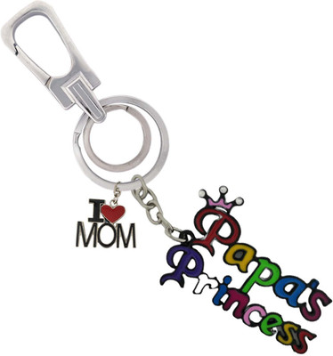 SHOKY LOOKS High Quality Multicolor Papa’s Princess Design with Locking device along with I Love Mom Design Key Chain