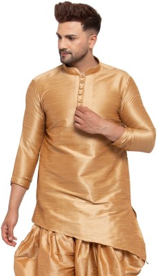 26 i Men Solid Asymmetric Kurta(Gold)