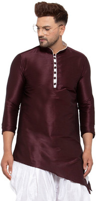 26 i Men Solid Asymmetric Kurta(Purple)