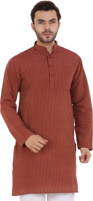 Latest Chikan Men Striped Straight Kurta(Maroon)