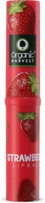 Organic Harvest Strawberry Flavour Lip Balm Enriched With Vitamin E & Benefits Of Mango Butter, For Dark Lips to Lighten, Lip Care for Dry & Chapped Lips, 100% Organic, Paraben & Sulphate Free For Girls & Women Strawberry(Pack of: 1, 3 g)