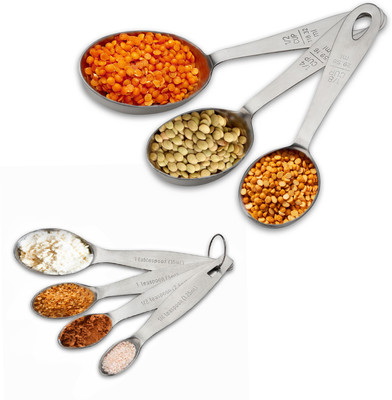 Steren Impex Oval Shaped - Matt Finish Measuring Spoon & Measuring Cup Set(118 ml, 59 ml, 29 ml)