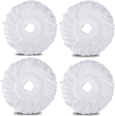 Aradent Set Of 4 Pcs Mop Head Refill For 360° Spin Magic Mop-Microfiber Mop Head-Round Shape Refill(White)